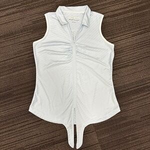 Pebble Beach Women's Sleeveless Golf Collared Top Blue Size L Front Tie